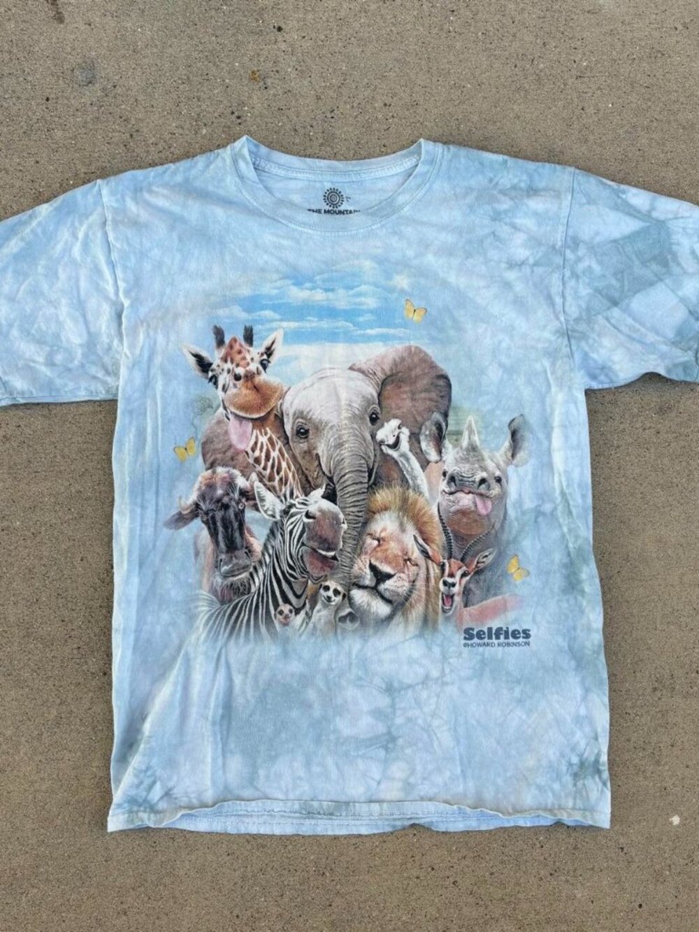 The Mountain African Animals Tee Shirt Tie Dye Nature Blue Large